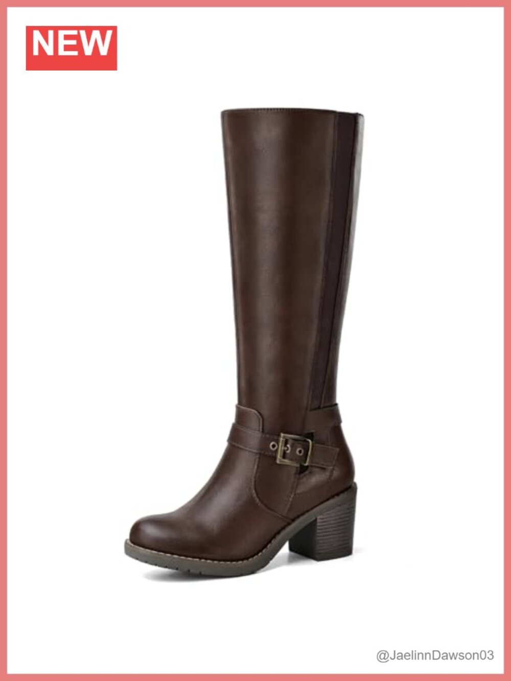 Women's Knee High Block Heel Boots PU Upper Side Zip Chunky Heel Fall Winter